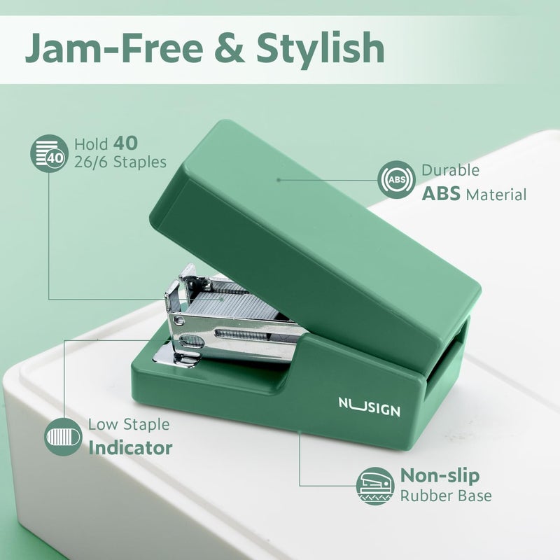 NUSIGN Mini Stapler with 830 Staples, Small Cute Desk Staplers, 25 Sheet Capacity, Green - Image 4